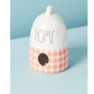 8in Home Orange Gloss Gingham Beehive Birdhouse